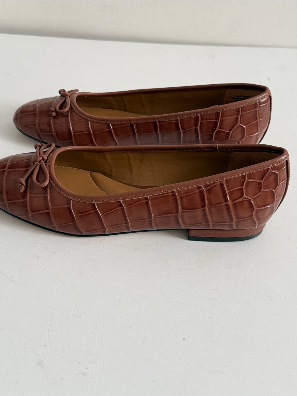 Talbots Brown Croc-Embossed Leather Ballet Flats - Picture 6 of 9